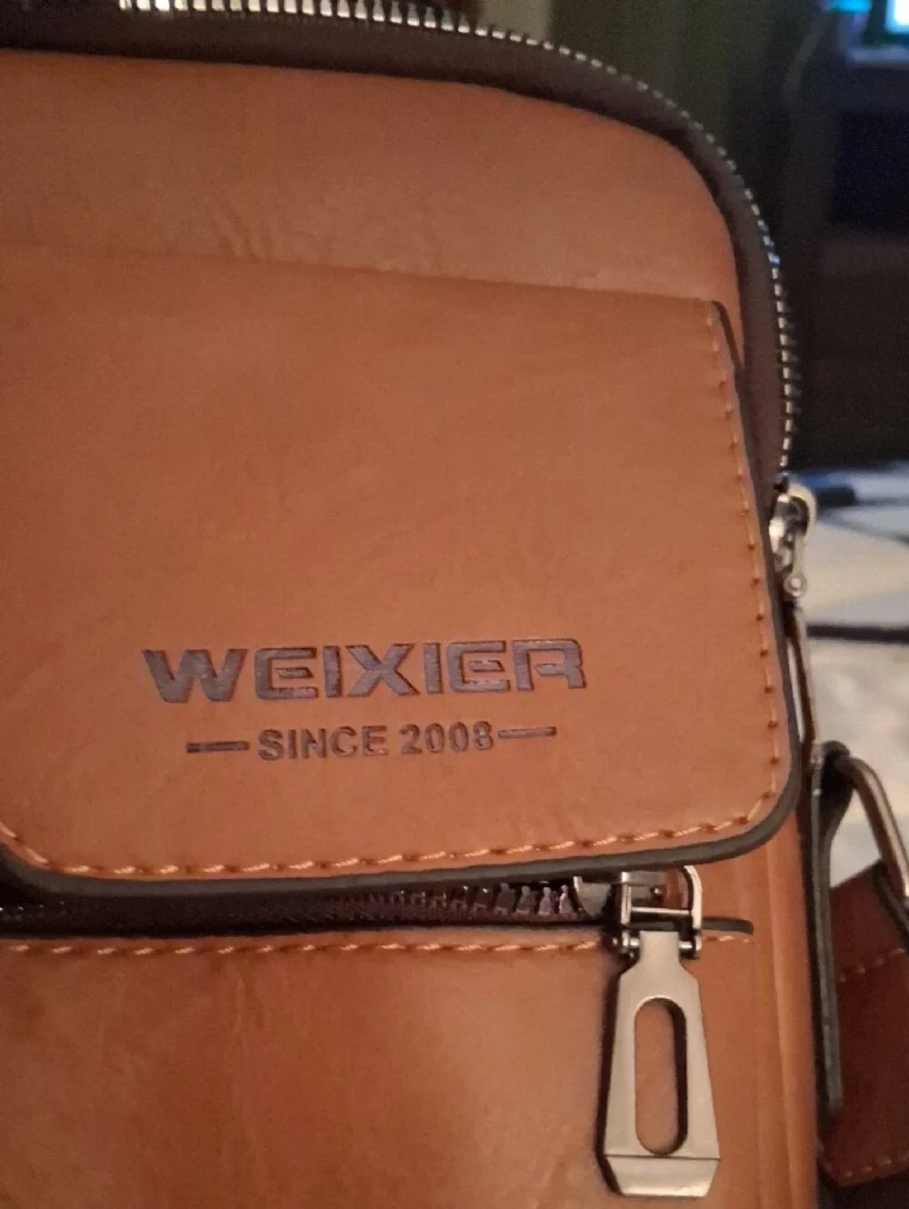 WEIXIER Brown Messenger Crossbody Bag for Men